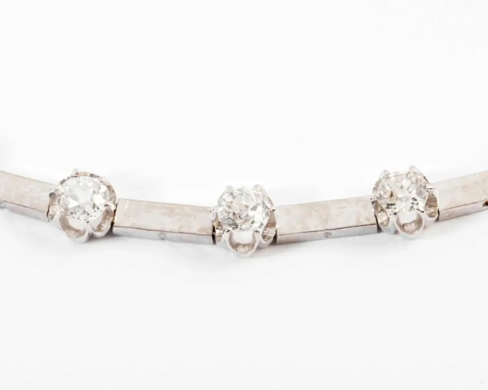 collier diamants et or gris années 1960