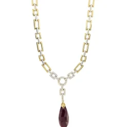 Collier diamants et rubis goutte