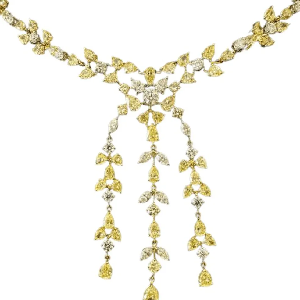 Collier diamants jaune et blanc