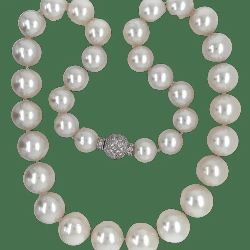 Collier Diamants Perles blanches d'Australie