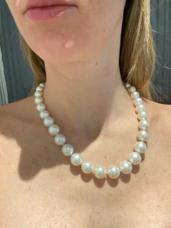 Collier Diamants Perles blanches d'Australie