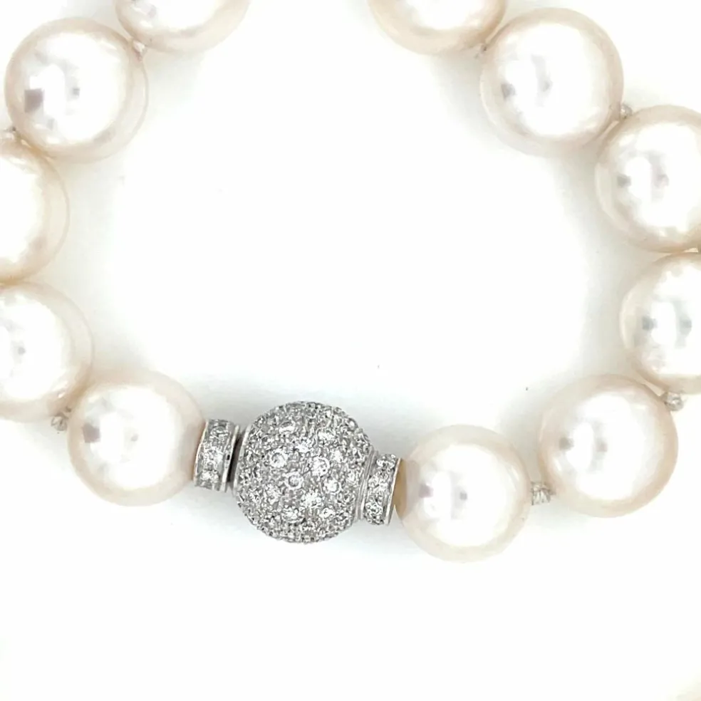Collier Diamants Perles blanches d'Australie