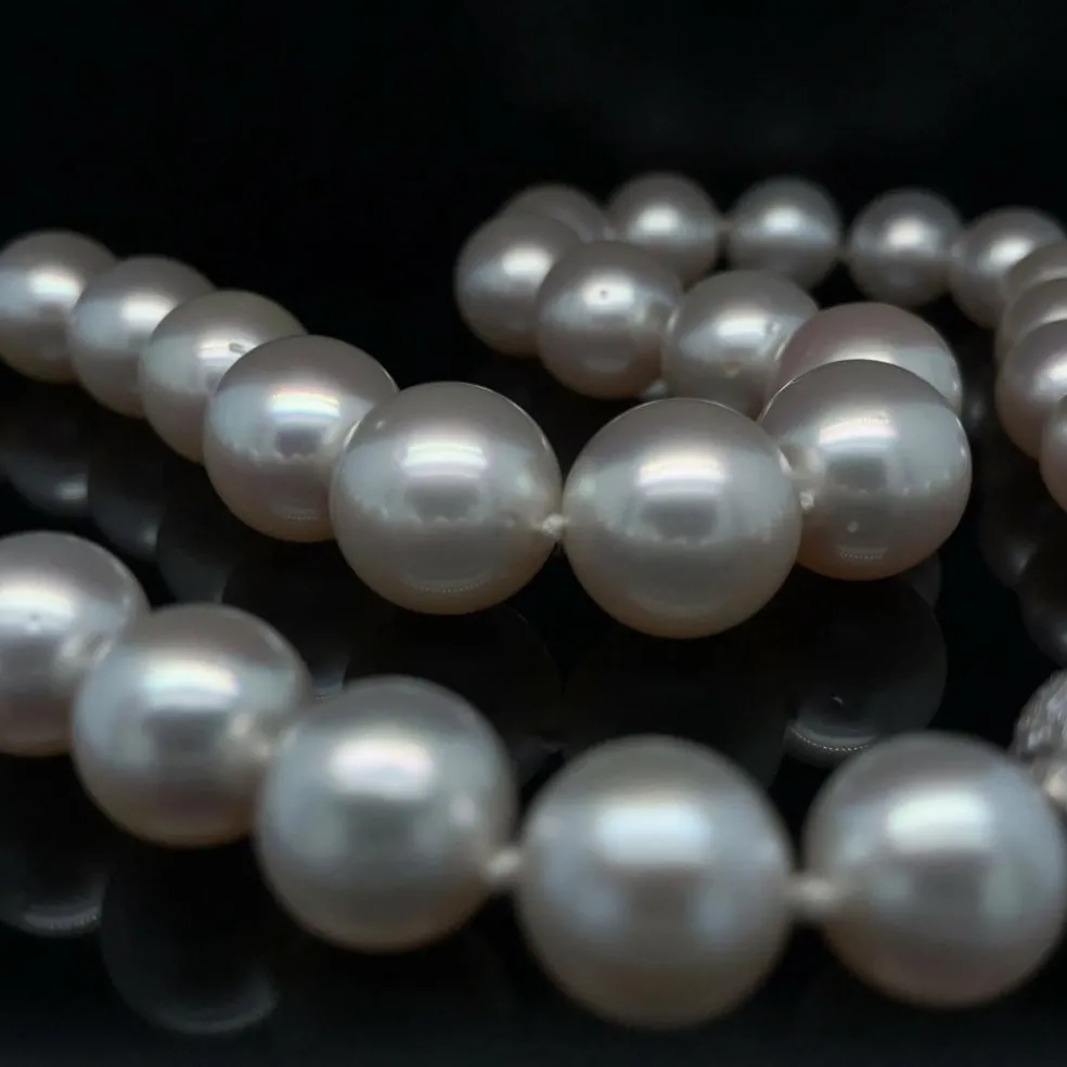 Collier Diamants Perles blanches d'Australie