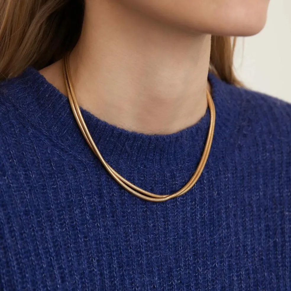 Collier double chaîne maille Serpent