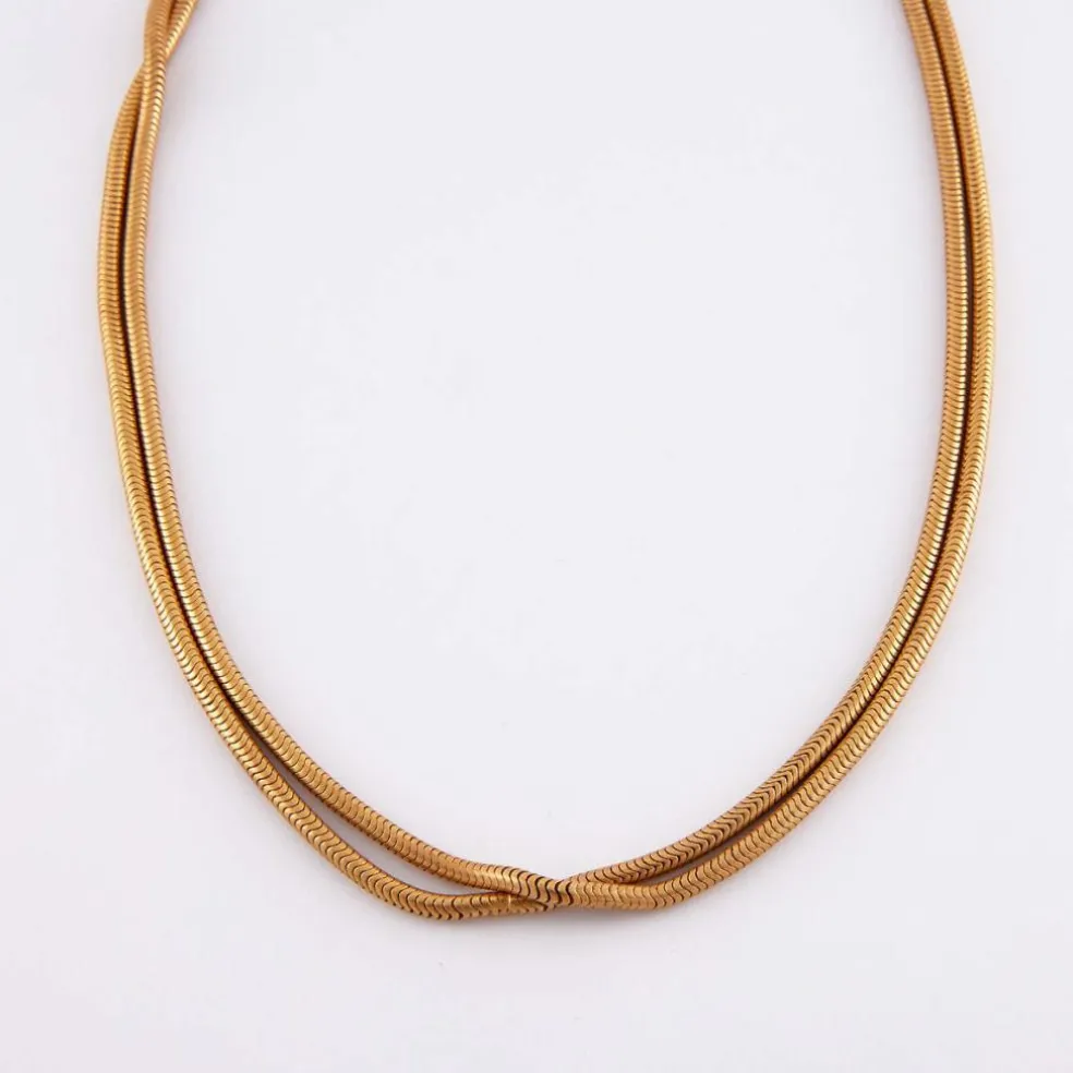 Collier double chaîne maille Serpent