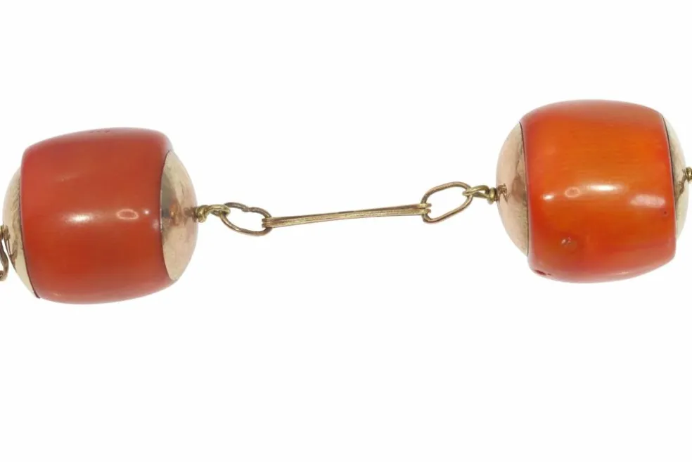 Collier double rang avec perles de corail
