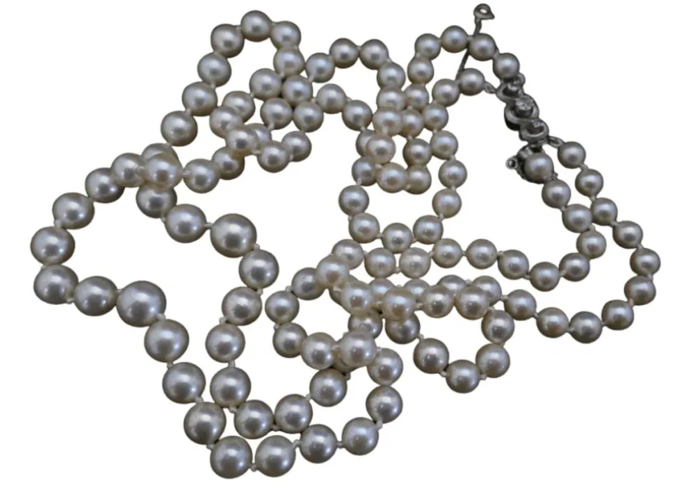 Collier Double Rang De Perles De Culture, Diamants