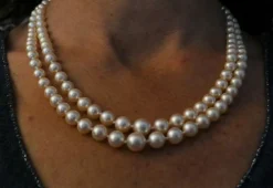 Collier Double Rang De Perles De Culture, Diamants