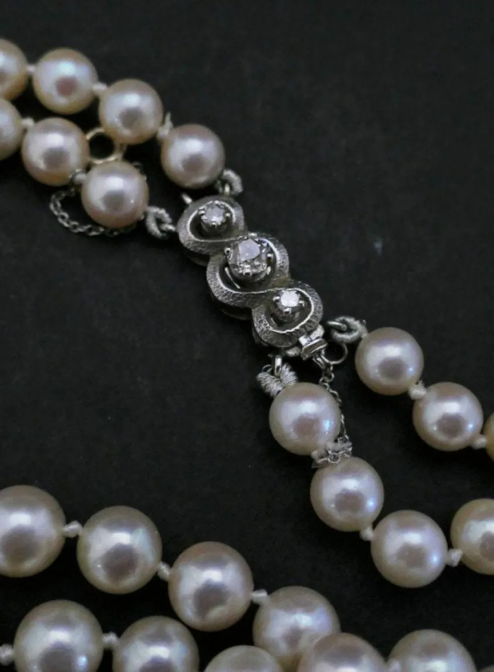 Collier Double Rang De Perles De Culture, Diamants