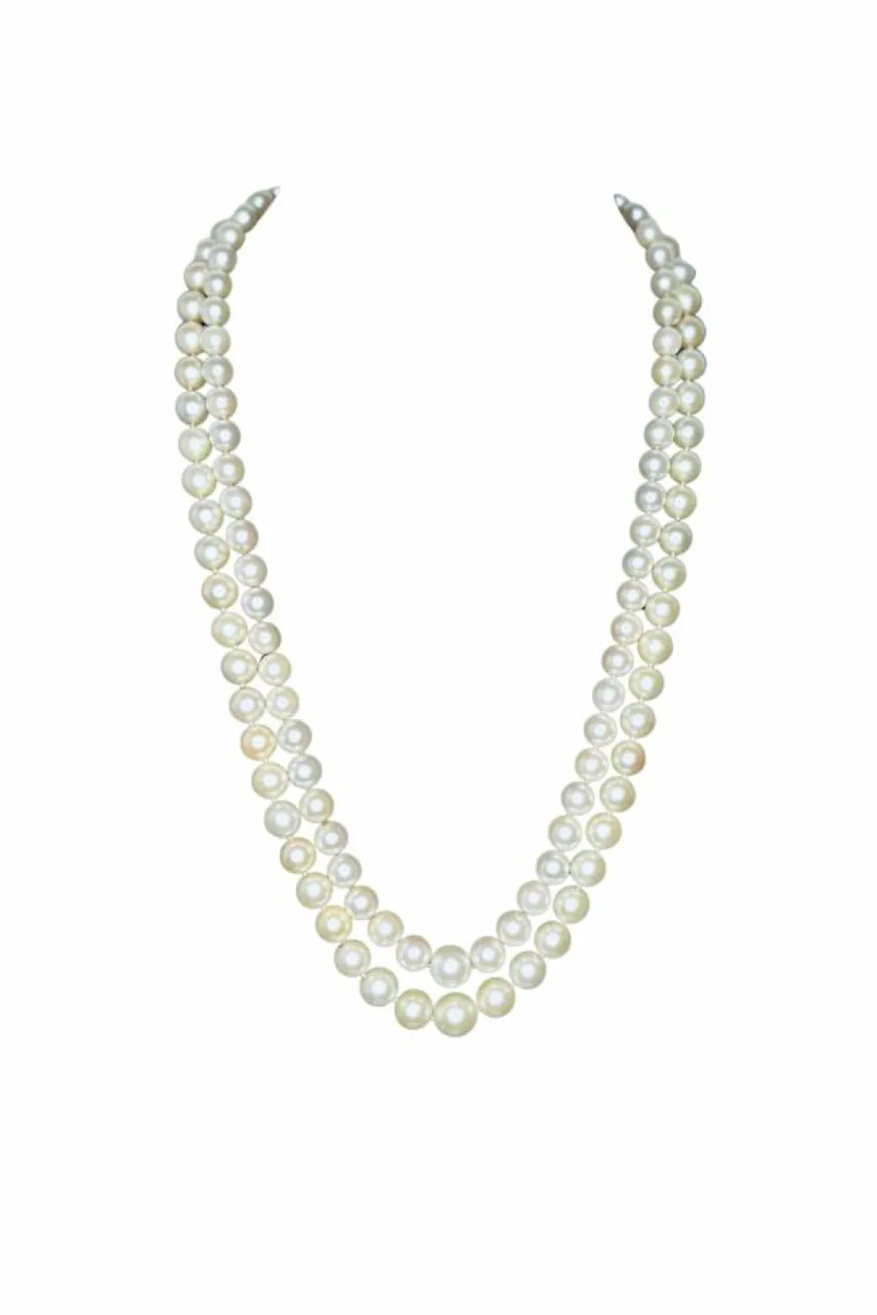 Collier Double Rangs 124 Perles de culture, fermoir or et diamants