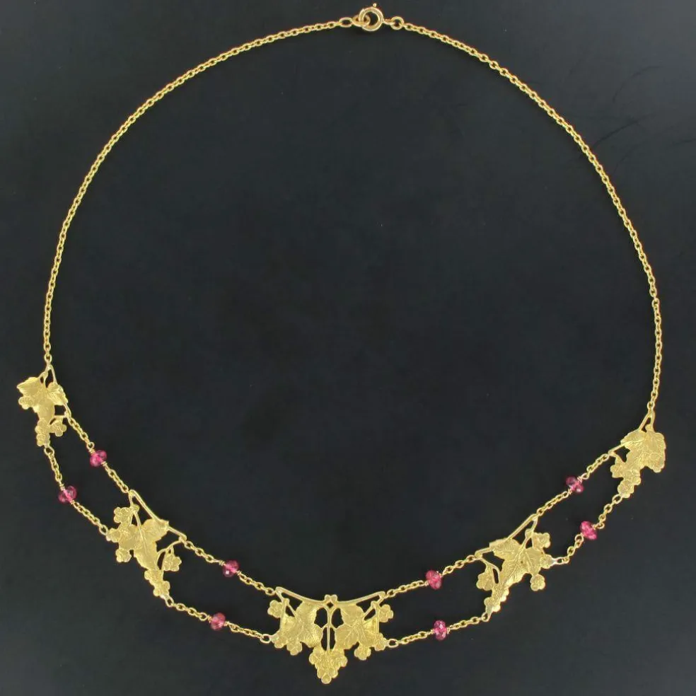 Collier draperie ancien or et spinelles