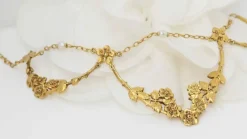 Collier draperie en or jaune et perles