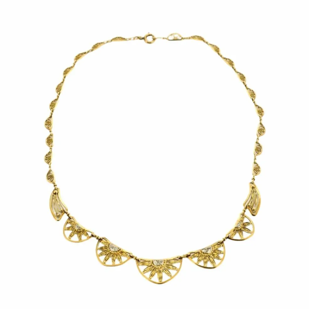 Collier draperie or et diamants