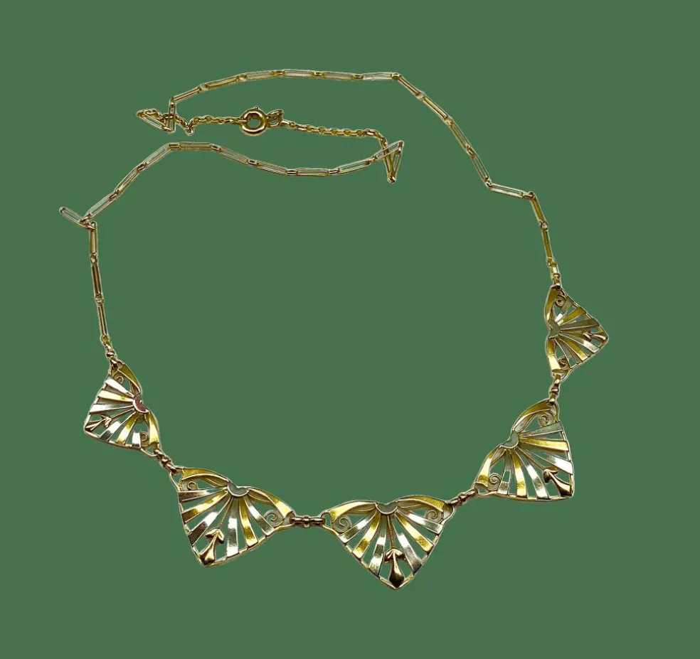 Collier draperie or jaune et or blanc, époque 1900/1930