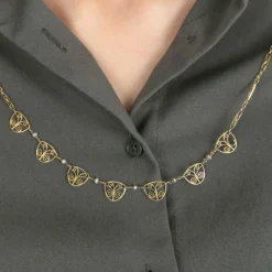 Collier draperie or jaune maille filigrane