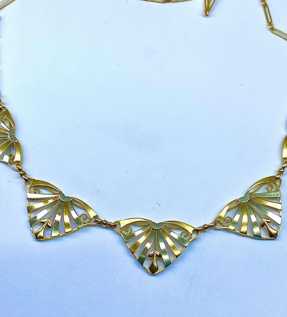 Collier draperie or jaune et or blanc, époque 1900/1930
