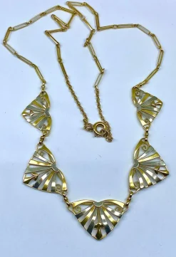 Collier draperie or jaune et or blanc, époque 1900/1930