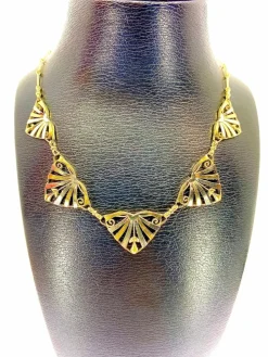 Collier draperie or jaune et or blanc, époque 1900/1930