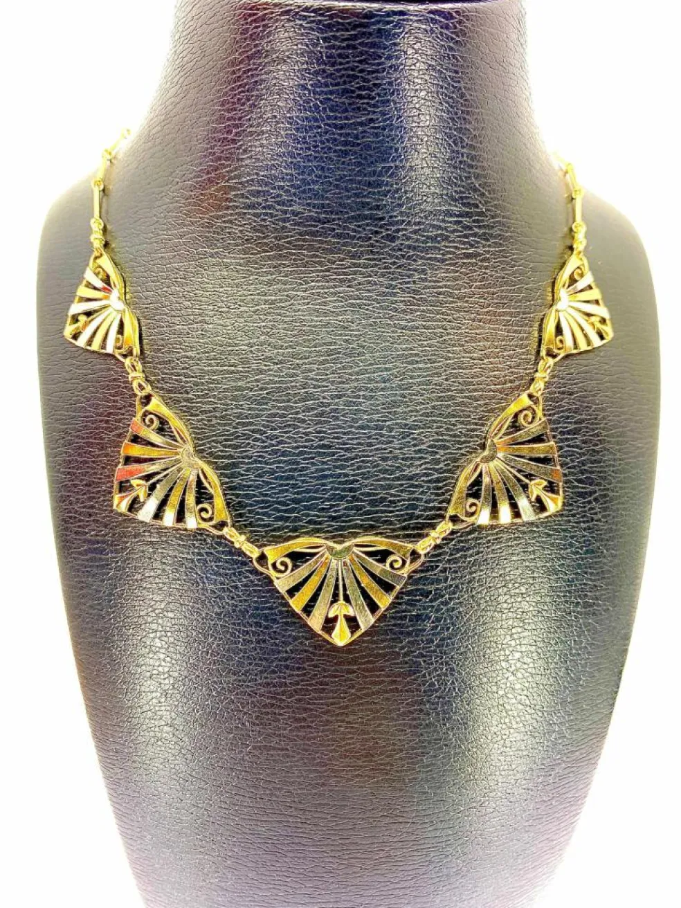 Collier draperie or jaune et or blanc, époque 1900/1930