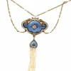 Collier 19e perles fines, diamant et émail, or jaune