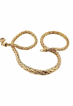 Collier en chute maille palmier or jaune