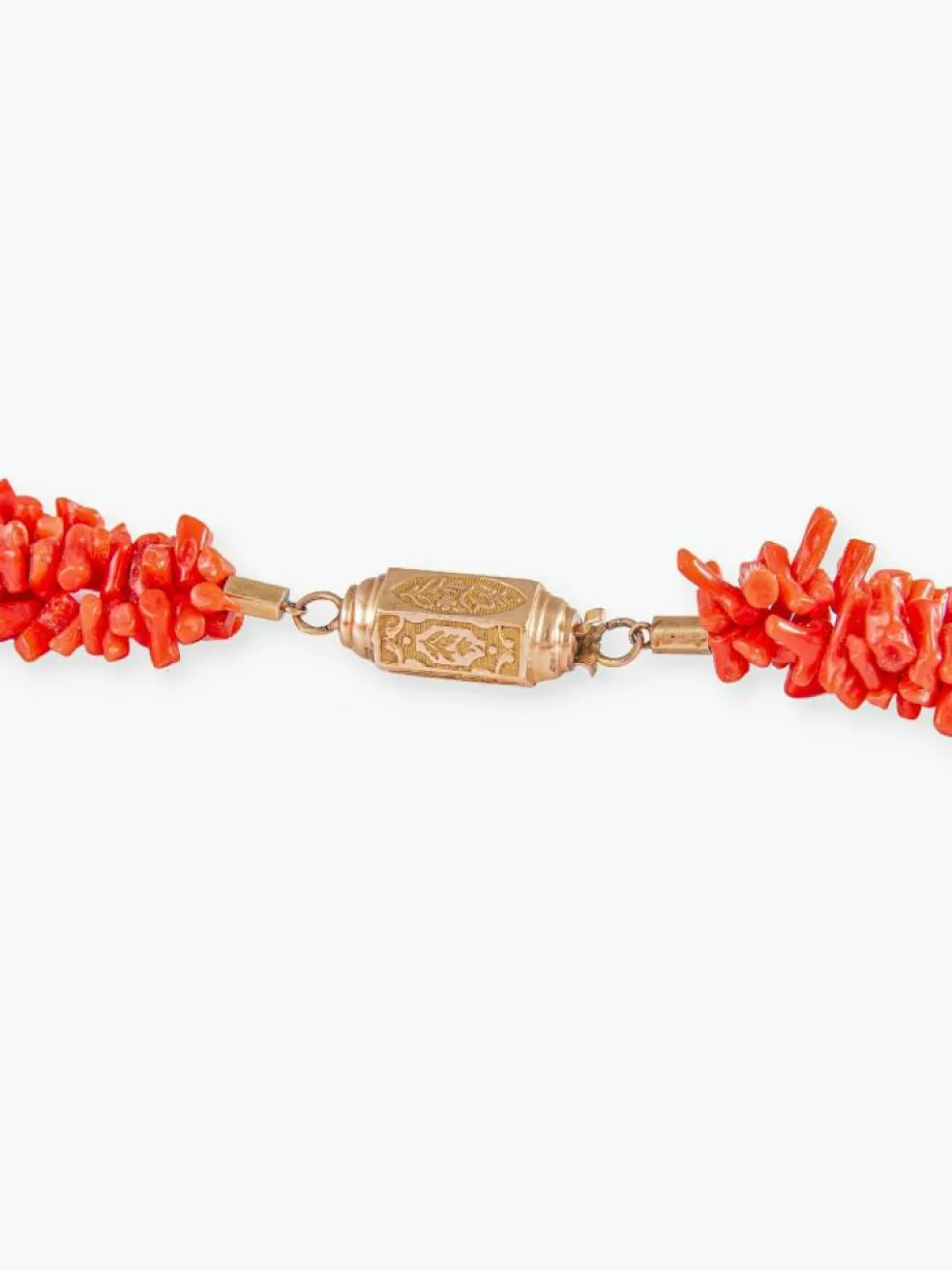 Collier en Corail, Fermoir Or Jaune
