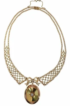 Collier en diamant victorien luxueux ensemble en or et perles