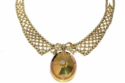 Collier en diamant victorien luxueux ensemble en or et perles