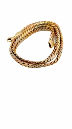 Collier en or 18 carats maille anglaise 3 couleurs