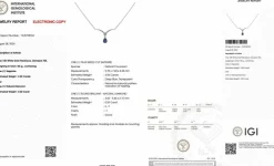 Collier en or blanc certifié IGI avec saphir et diamant