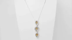 Collier en or blanc, citrine et diamants