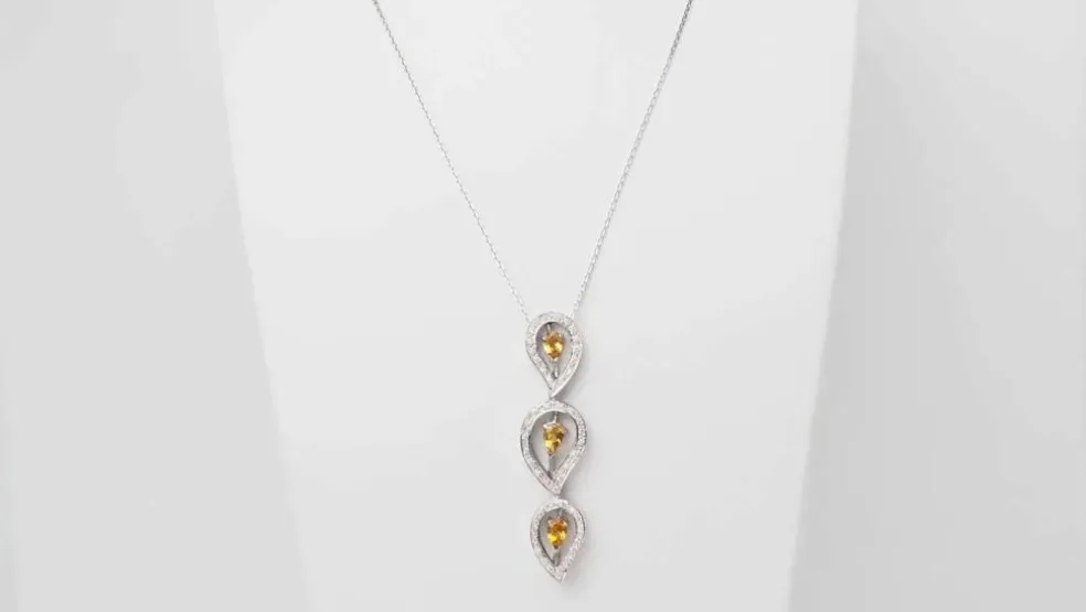 Collier en or blanc, citrine et diamants