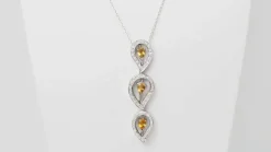 Collier en or blanc, citrine et diamants
