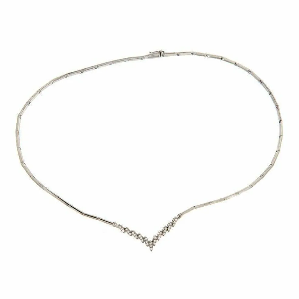 Collier en or blanc diamants 0,35 ct