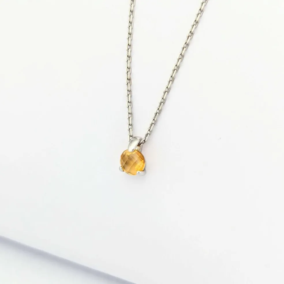 Collier en or blanc et citrine