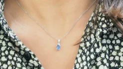 Collier en or blanc, tanzanite et diamants