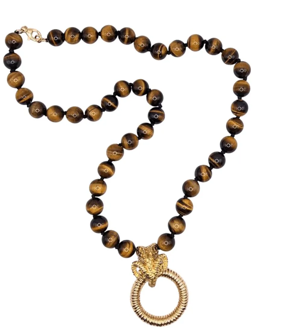 Collier en or et oeil-de-tigre