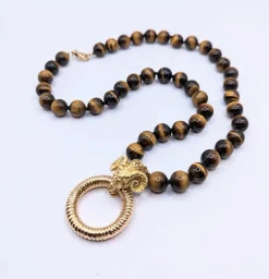 Collier en or et oeil-de-tigre