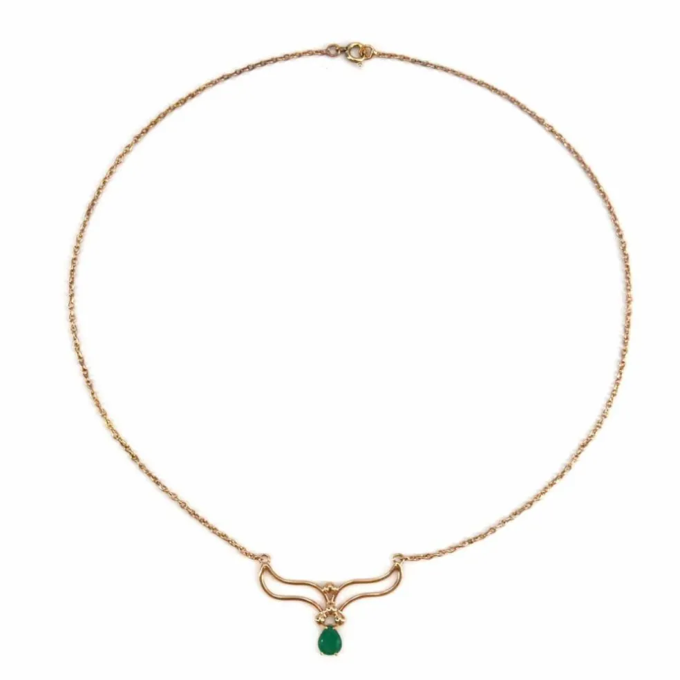 Collier en or et son émeraude