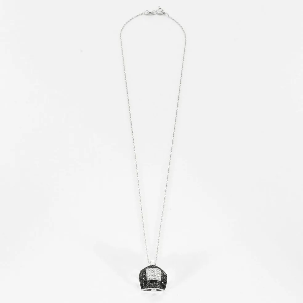 Collier en or gris diamants noirs et diamants blancs