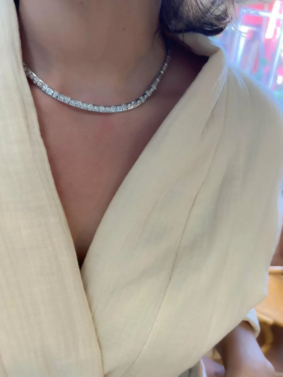 Collier en or gris et diamant