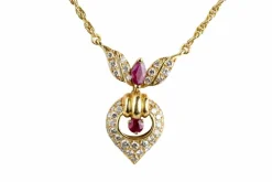 Collier en or jaune 18 carats Diamant et Rubis 1.78 carats