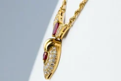 Collier en or jaune 18 carats Diamant et Rubis 1.78 carats