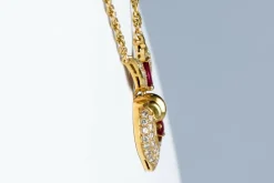 Collier en or jaune 18 carats Diamant et Rubis 1.78 carats