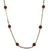 Collier en or jaune avec coraux sanguins