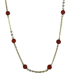 Collier en or jaune avec coraux sanguins