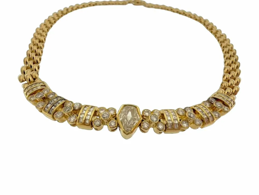 Collier en or jaune certifié HRD avec 5,00 carats de diamants naturel