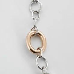 Collier en or jaune et or gris à maillons rond et diamants
