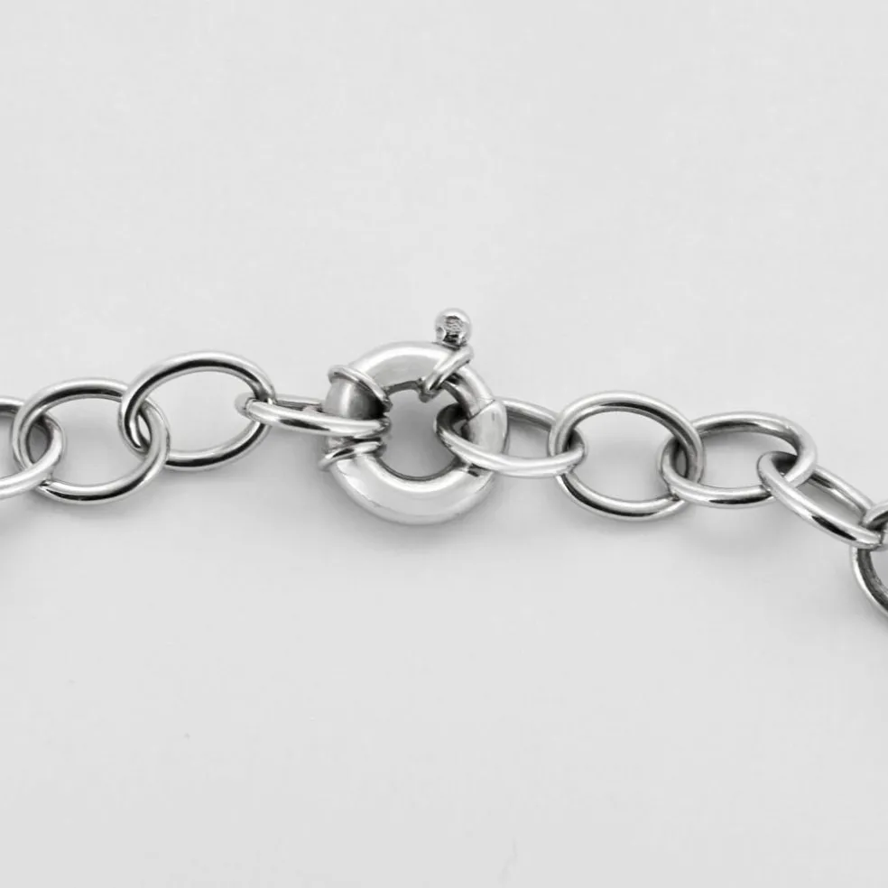 Collier en or jaune et or gris à maillons rond et diamants