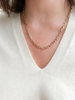 Collier en or jaune maille força limé